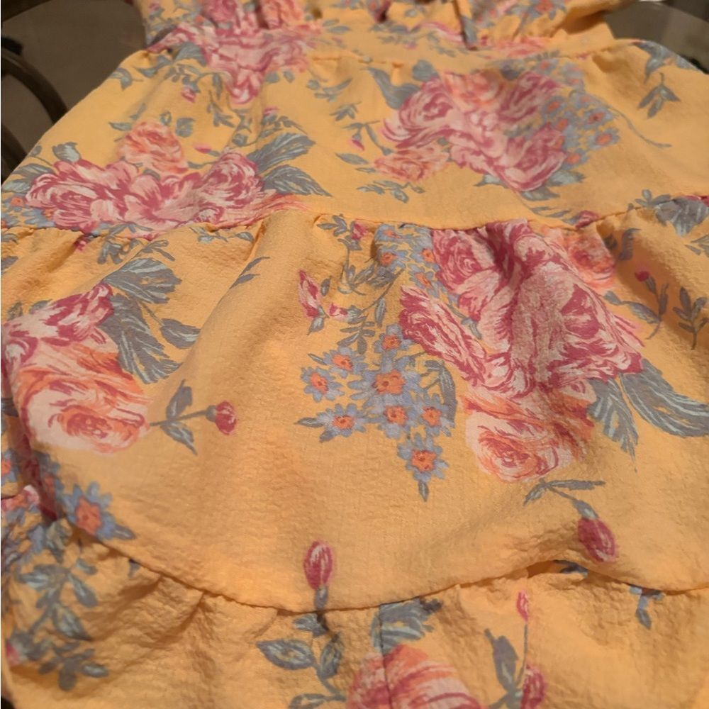 Vibrant Yellow Floral Dress